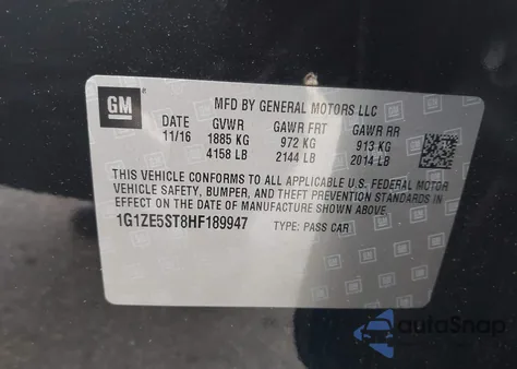 2017 Chevrolet Malibu 1Lt from USA, damaged, VIN 1G1ZE5ST8HF189947